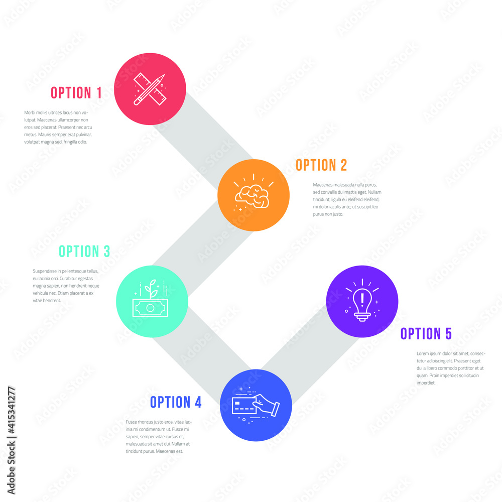 Poster vector modern infographic data design template. vector illustration with 5 steps and icons. can be u