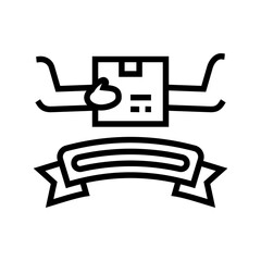 courier give package free shipping logo line icon vector. courier give package free shipping logo sign. isolated contour symbol black illustration