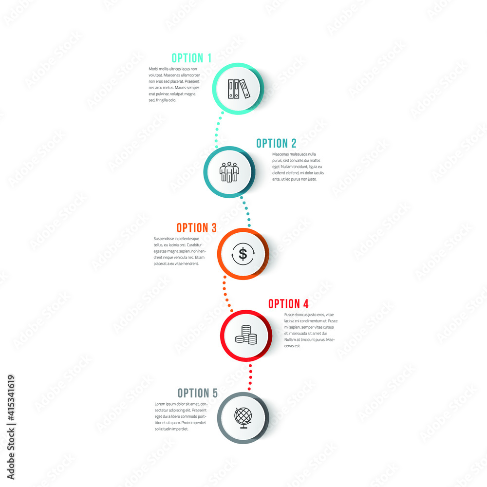 Poster vector modern infographic data design template. vector illustration with 5 steps and icons. can be u