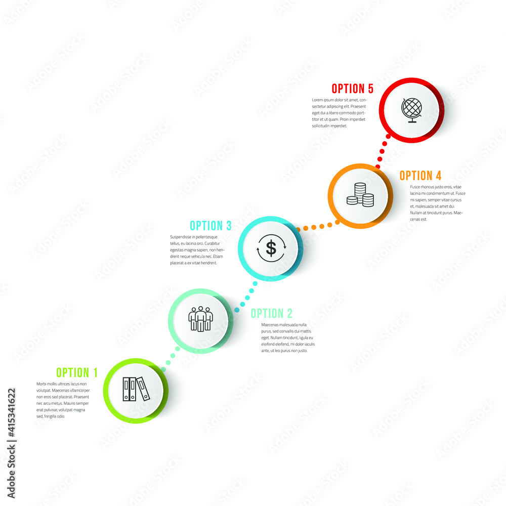 Poster vector modern infographic data design template. vector illustration with 5 steps and icons. can be u