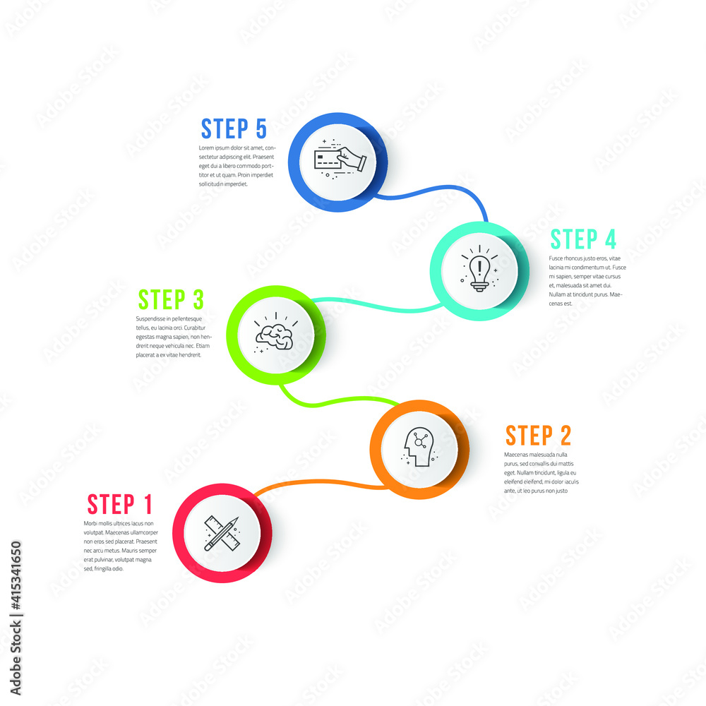Poster vector modern infographic data design template. vector illustration with 5 steps and icons. can be u