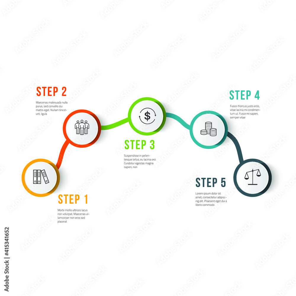 Poster vector modern infographic data design template. vector illustration with 5 steps and icons. can be u