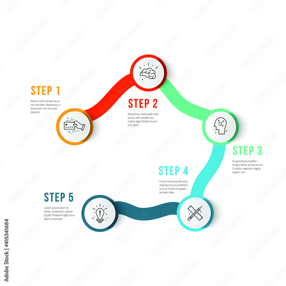 Poster vector modern infographic data design template. vector illustration with 5 steps and icons. can be u