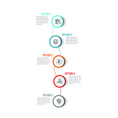 Vector modern infographic data design template. Vector illustration with 5 steps and icons. Can be used for workflow layout, diagram, annual report, web design.