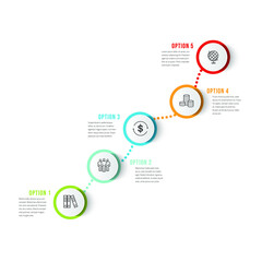 Fototapeta premium Vector modern infographic data design template. Vector illustration with 5 steps and icons. Can be used for workflow layout, diagram, annual report, web design.