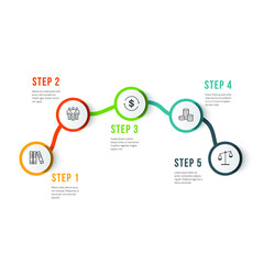 Vector modern infographic data design template. Vector illustration with 5 steps and icons. Can be used for workflow layout, diagram, annual report, web design.