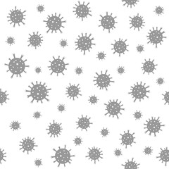 Corona virus 2019-nCoV pattern. Simple vector doodle seamless pattern of the coronavirus cells.