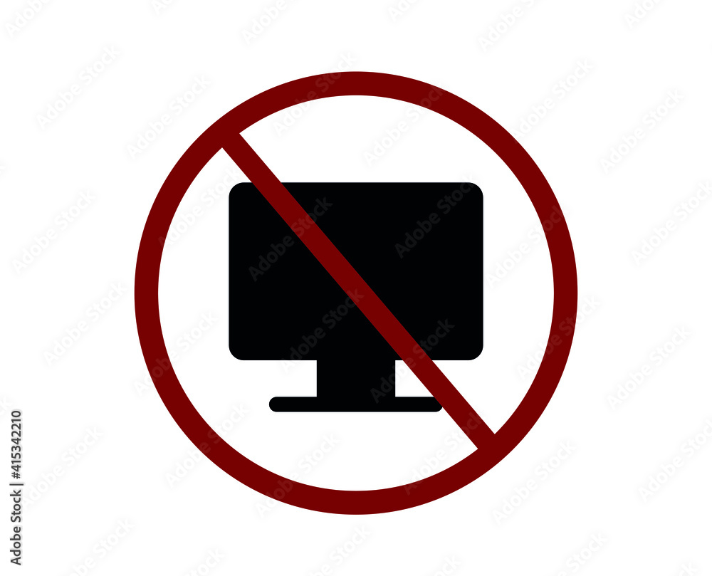 Poster no computer vector icon. editable stroke. linear symbol for use on web design and mobile apps, logo.