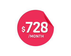 $728 Dollar Month. 728 USD Monthly sticker