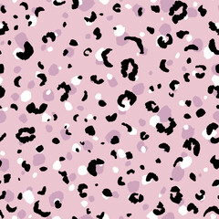 Abstract modern leopard seamless pattern. Animals trendy background. Pink and black decorative vector stock illustration for print, card, postcard, fabric, textile. Modern ornament of stylized skin