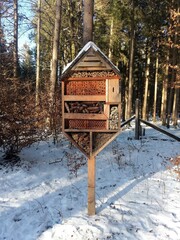 Insect hotel in winter park 