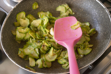 stewed zucchini in a pan