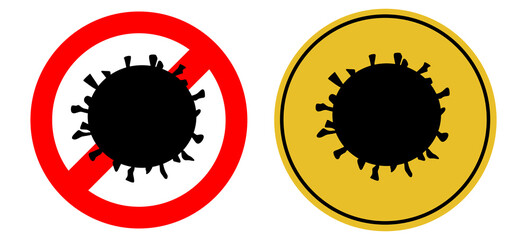Danger attention sign viral danger. Warning. Virus on a round background. Vector illustration.