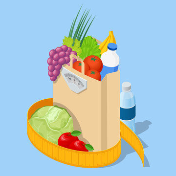 Isometric Diet programs, Diet Plan Concept. Nutrition diet, weight-management diet, individual dietary service concept. Healthy eating for weight control.