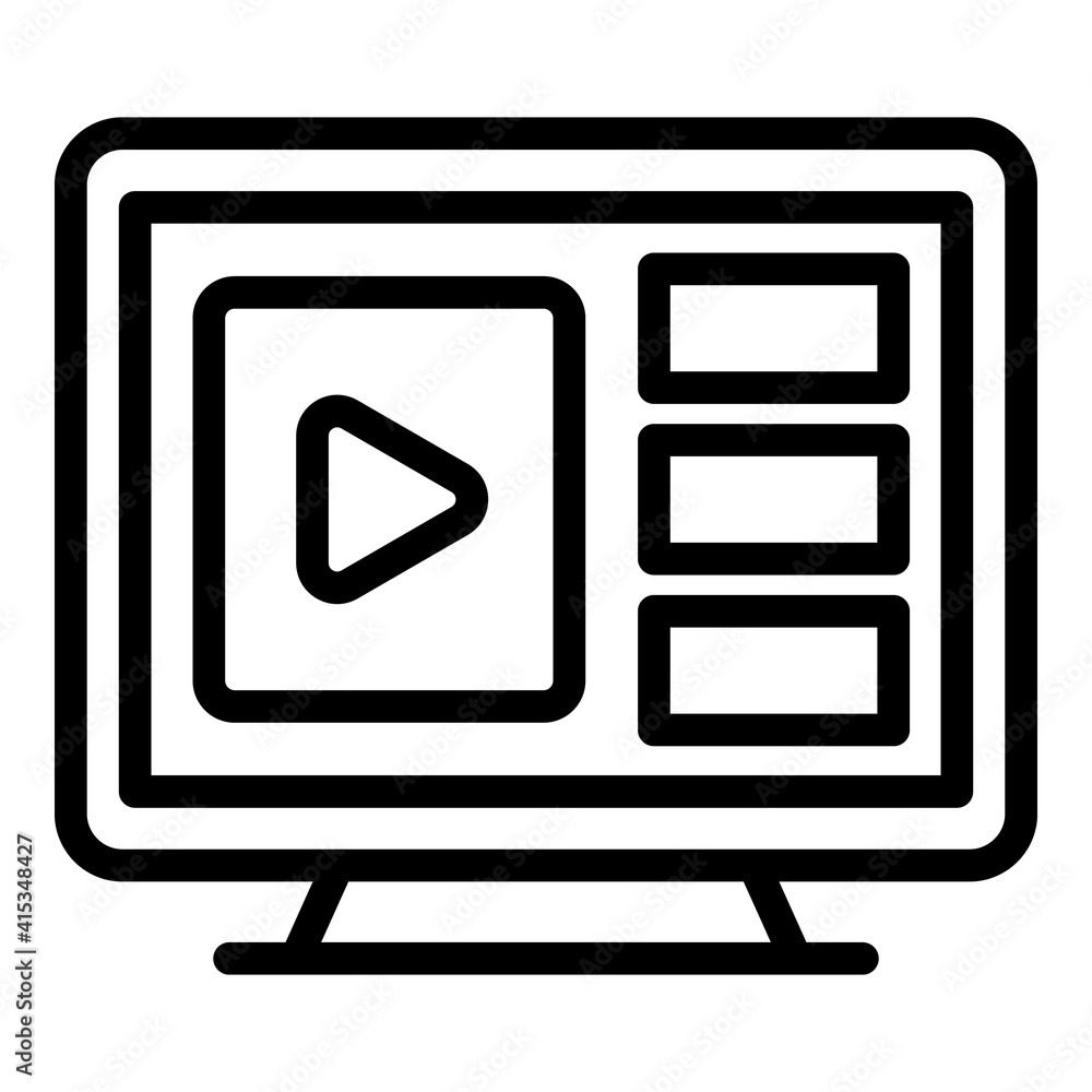 Poster flat interactive tv icon. outline flat interactive tv vector icon for web design isolated on white b