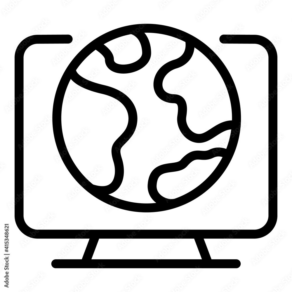 Aufkleber global interactive tv icon. outline global interactive tv vector icon for web design isolated on whi