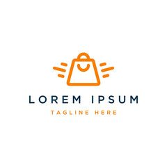 shopping bag design logo with shine