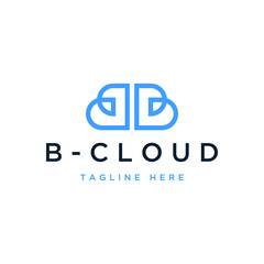tech design logo or letter B with cloud