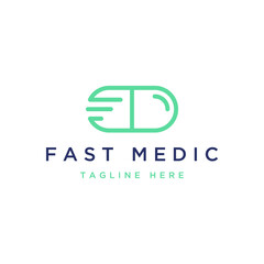 health design logo, or medicine with a fast symbol