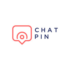 communication design logo or chat bubble with pin
