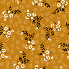 Obraz premium Vintage of liberty small booming white floral and meadow flowers seamless pattern in vector, Design for fashion,fabric,wallpaper,wrapping and all prints