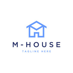 real estate logo design or the letter M with a house