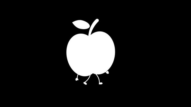 red apple character walking animation. Animation with alpha channel. funny apple walking video