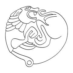 vector monochrome icon with ancient Scythian art. Symbol with animal motifs for your project