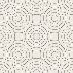 Seamless circle linear pattern. Geometric weave backdrop. graphic print texture fabric design template. Vector illustration monochrome background
