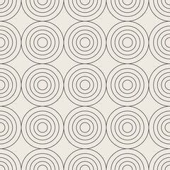 Fototapeta na wymiar Seamless circle linear pattern. Geometric weave backdrop. graphic print texture fabric design template. Vector illustration monochrome background