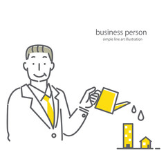 ベテランビジネスマンのシンプルでおしゃれな線画イラスト素材　ファイナンシャルプランナー