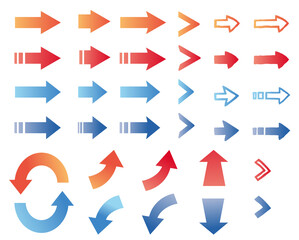 シンプルな矢印のアイコンイラストセット