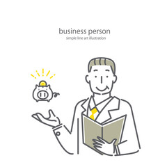 ベテランビジネスマンのシンプルでおしゃれな線画イラスト素材　ファイナンシャルプランナー