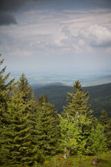 Mountain landscape. Views from the Jizera Mountains to Poland 