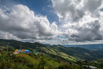 Beautiful mountain views against the sky with beautiful clouds.