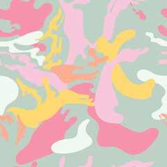 Abstract simple minimalistic liquid marble pattern. Flat design. Swirls of color. Seamless pastel background