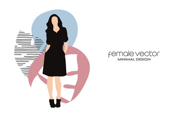 Young woman silhouette vector, beautiful lady posing minimal abstract wallpaper illustration