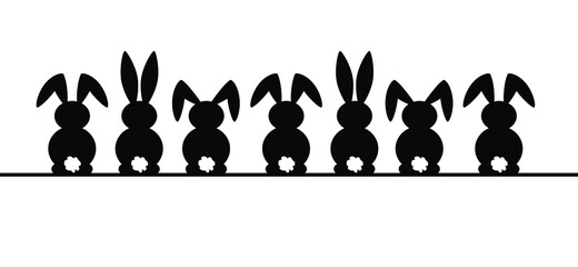 Bunny ears. Rabbit silhouette icon. Line pattern. Funny easter bunny. Flat vector rabbits ears in cartoon style. Happy easter party, eggs.