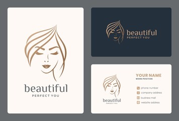 luxury beauty woman logo design for makeup, makeover, salon, beauty care, hairdresser.