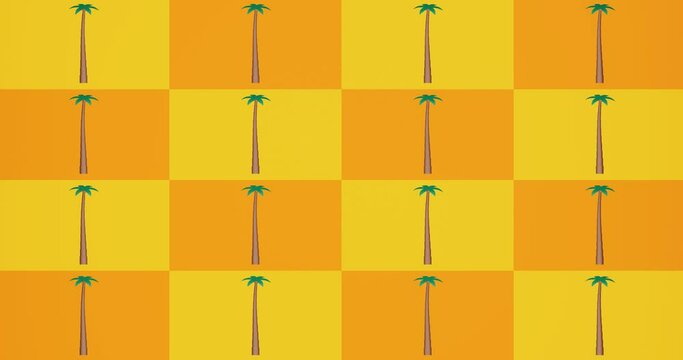 3d render with bright colorful palm trees background
