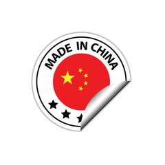 made in CHINA vectorstamp. bagge with CHINA flag	
