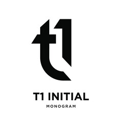 T1 initial logo icon design