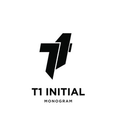T1 initial logo icon design