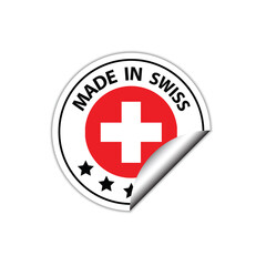 made in Swiss vector stamp. badge with Swiss flag	
