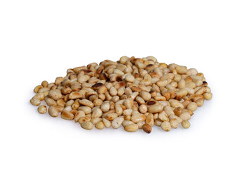 Macro shot of heap ingredient roasted pine nuts.