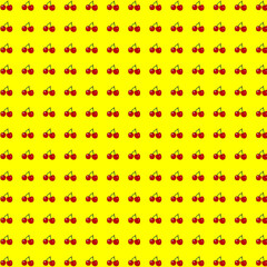 cherry in yellow background 黄色バックのさくらんぼ柄