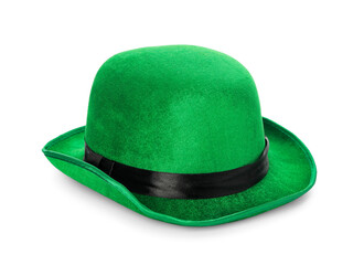 Green leprechaun hat isolated on white. Saint Patrick's Day accessory