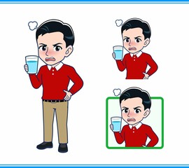 赤い長袖を着た若い男性