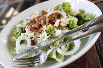 Caesar salad on plate