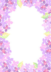 水彩で描いた紫陽花のイラストフレーム